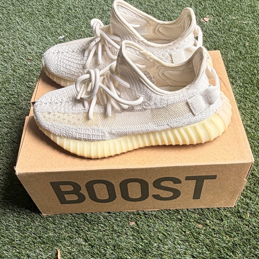 Adidas Yeezy White Sneakers with Yellowed Sole